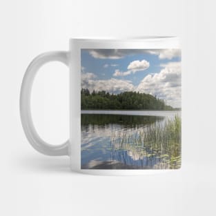 Lake summer view with clouds and trees Mug